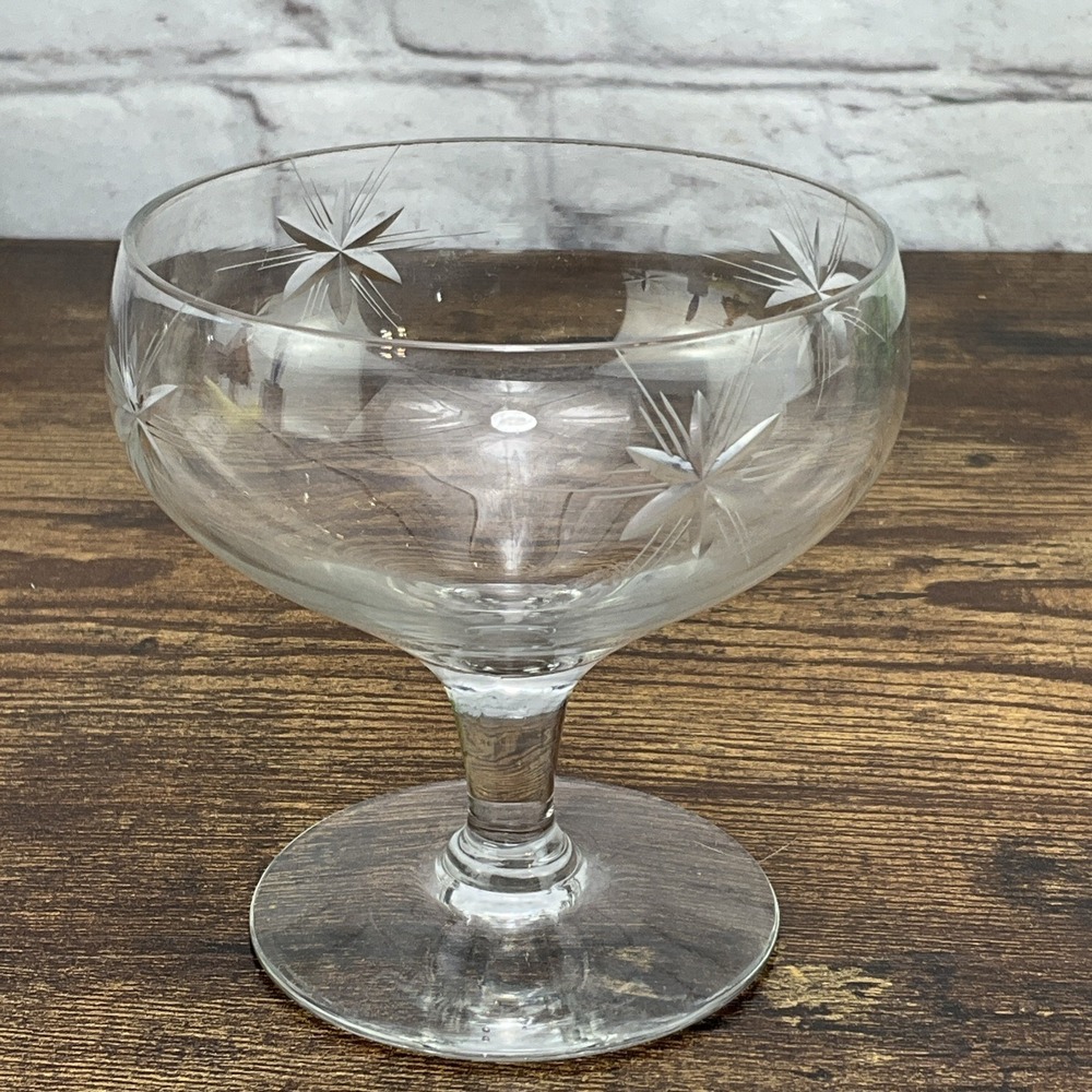 Fostoria Chintz Champagne Sherbet Etch 338 3.5 Inches Tall